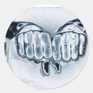 METALIC THUG LIFE RONDE STICKER