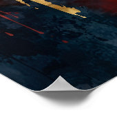 Metalica Rood, Goud en Blauw olieverf poster (Hoek)