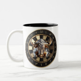 Metall Dartboard mit Bulle - golden Bull Tweekleurige Koffiemok