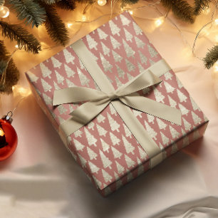 Metallic 14.000 Gold Glitter-kerstbomen op Roos ca Cadeaupapier