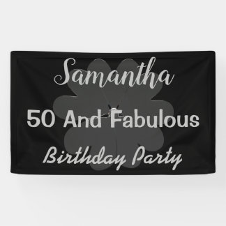 Metallic 3D Silver Flower 50 & Fabulous Banner