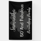 Metallic 3D Silver Flower 50 & Fabulous Banner (Verticaal)