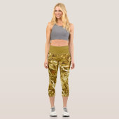 Metallic Abstract 101 Deep Gold Capri Leggings (Recto)