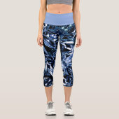 Metallic Abstract 101 Deep Navy Capri Leggings (Recto)