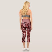 Metallic Abstract 101 Deep Pink Capri Leggings (Verso)