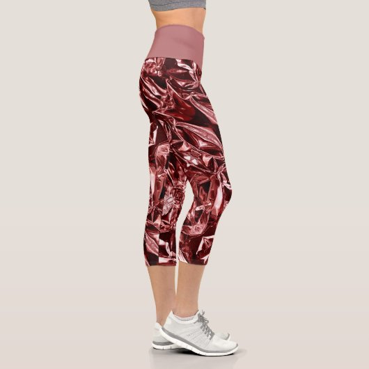 Metallic Abstract 101 Deep Pink Capri Leggings (Droite)