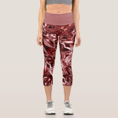 Metallic Abstract 101 Deep Pink Capri Leggings (Recto)