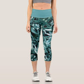 Metallic Abstract 101 Deep Teal Capri Leggings (Recto)