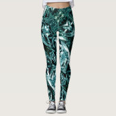 Metallic Abstract 101 Deep Teal Leggings (Voorkant)