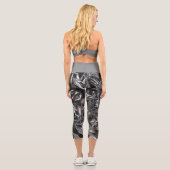 Metallic Abstract 101 Steel Gray Capri Leggings (Verso)