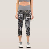 Metallic Abstract 101 Steel Gray Capri Leggings (Recto)