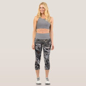 Metallic Abstract 101 Steel Gray Capri Leggings (Recto)