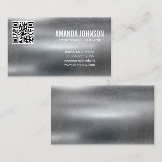 Metallic achtergrond | QR-code Visitekaartje (Voorkant / Achterkant)