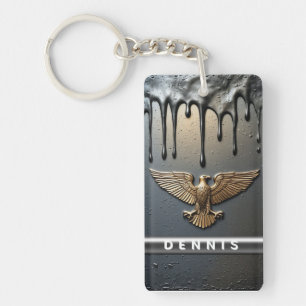 🦅 Metallic Adelaar Vloeibare Gouden Rand Charme � Sleutelhanger