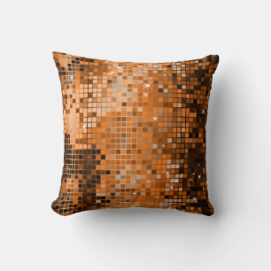 Metallic Amber Sequins Glitter Abstracte Pixel Art Kussen