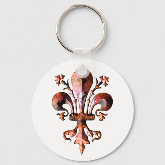Metallic Antiek New Orleans Fleur de lis Sleutelhanger (Voorkant)