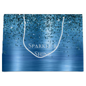 Metallic Aqua Blue Glitter Groot Cadeauzakje (Voorkant)