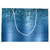 Metallic Aqua Blue Glitter Groot Cadeauzakje (Achterkant)