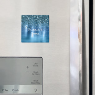 Metallic Aqua Blue Glitter Magneet