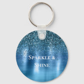 Metallic Aqua Blue Glitter Sleutelhanger (Voorkant)