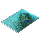 Metallic Aqua Blue Peacock Feather Notitieboek (Linkerzijde)