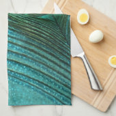 Metallic Aqua Blue Peacock Feather Theedoek (Quarter Fold)