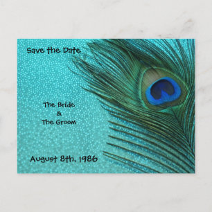 Metallic Aqua Peacock Save the Date Briefkaart