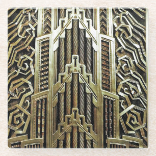 Metallic art nouveau design, , elegant, chic, glazen onderzetter