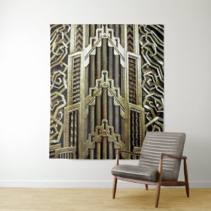 Metallic art nouveau design, , elegant, chic, wandkleed