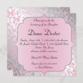 Metallic Baby roze baptisme Kaart (Voorkant / Achterkant)