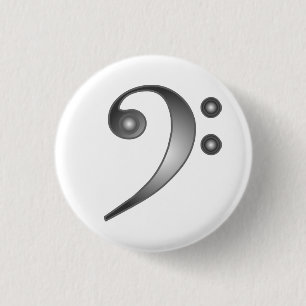 Metallic Bass Clef Ronde Button 3,2 Cm