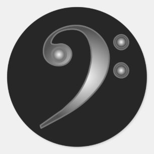 Metallic Bass Clef Ronde Sticker