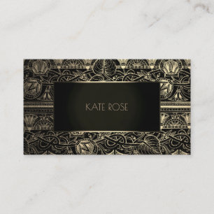 Metallic Black Champaign Gold Floral Lijst Vip Visitekaartje