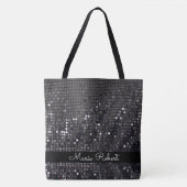 Metallic Black Glitter Gepersonaliseerde moderne c Draagtas (Voorkant)