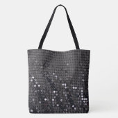 Metallic Black Glitter Gepersonaliseerde moderne c Draagtas (Achterkant)