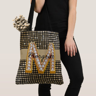 Metallic Black Glitter Gepersonaliseerde moderne c Draagtas
