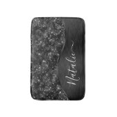 Metallic Black Glitter Personalized Badmat (Voorkant Verticaal)