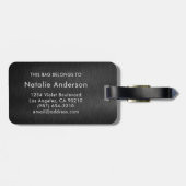 Metallic Black Glitter Personalized Bagagelabel (Achterkant horizontaal)