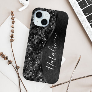 Metallic Black Glitter Personalized