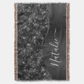 Metallic Black Glitter Personalized Deken (Voorkant Verticaal)