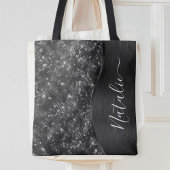 Metallic Black Glitter Personalized Draagtas