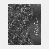 Metallic Black Glitter Personalized Fleece Deken (Voorkant)