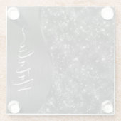 Metallic Black Glitter Personalized Glazen Onderzetter (Achterkant)