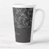 Metallic Black Glitter Personalized Latte Mok (Rechts)