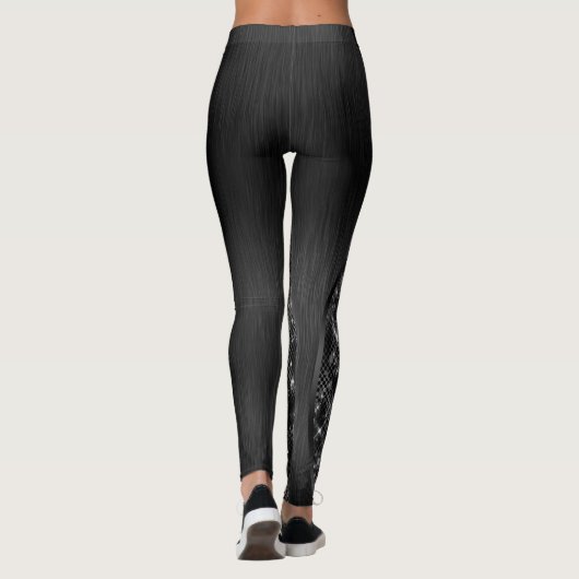 Metallic Black Glitter Personalized Leggings (Achterkant)
