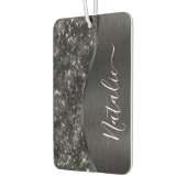 Metallic Black Glitter Personalized Luchtverfrisser (Links)