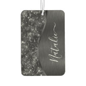 Metallic Black Glitter Personalized Luchtverfrisser (Achterkant)