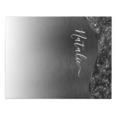 Metallic Black Glitter Personalized Notitieblok (Voorkant)