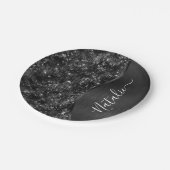 Metallic Black Glitter Personalized Papieren Bordje (Gekanteld)