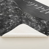 Metallic Black Glitter Personalized Sherpa Deken (3/4)